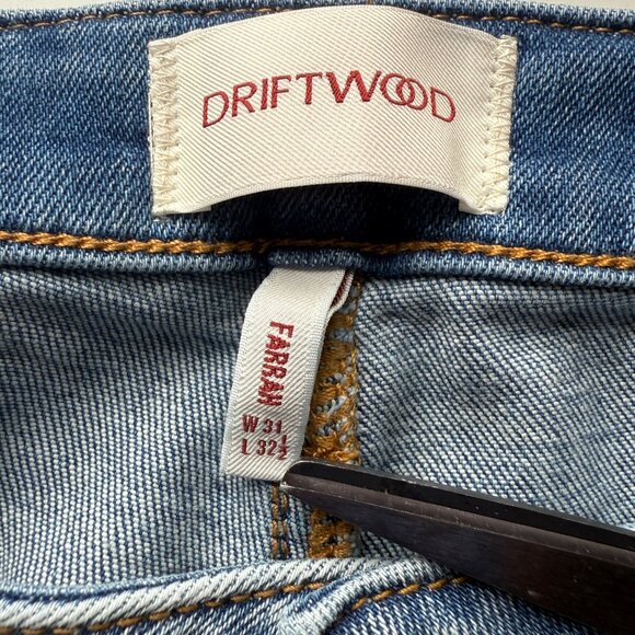 Driftwood Womens Jeans 31 Blue Denim Flared High Rise Embroidered Floral - Picture 3 of 10